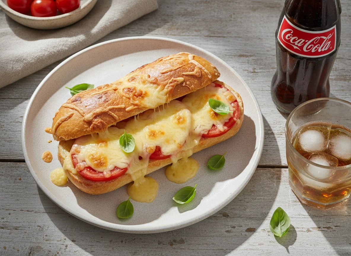 Überbackenes Brötchen mit Tomate photo