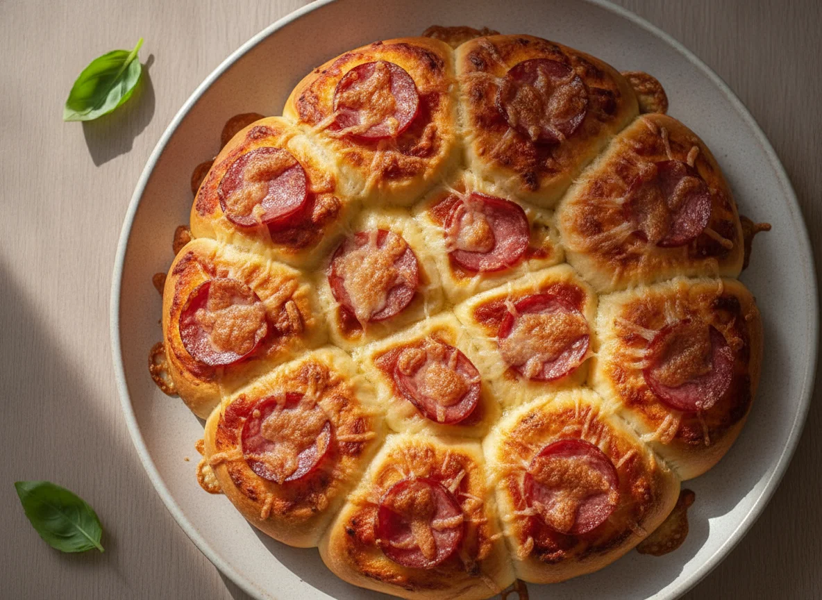 Überbackenes Pizzabrötchen photo