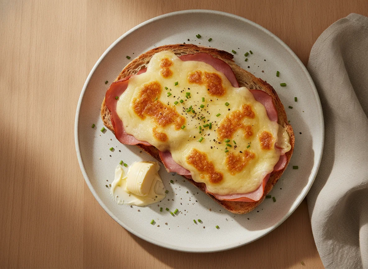 Überbackenes Schinkenbrot photo