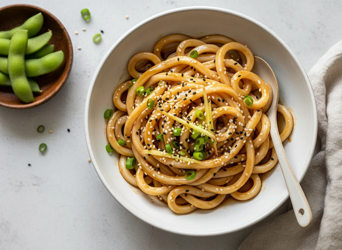 Udon Nudeln mit Sauce photo
