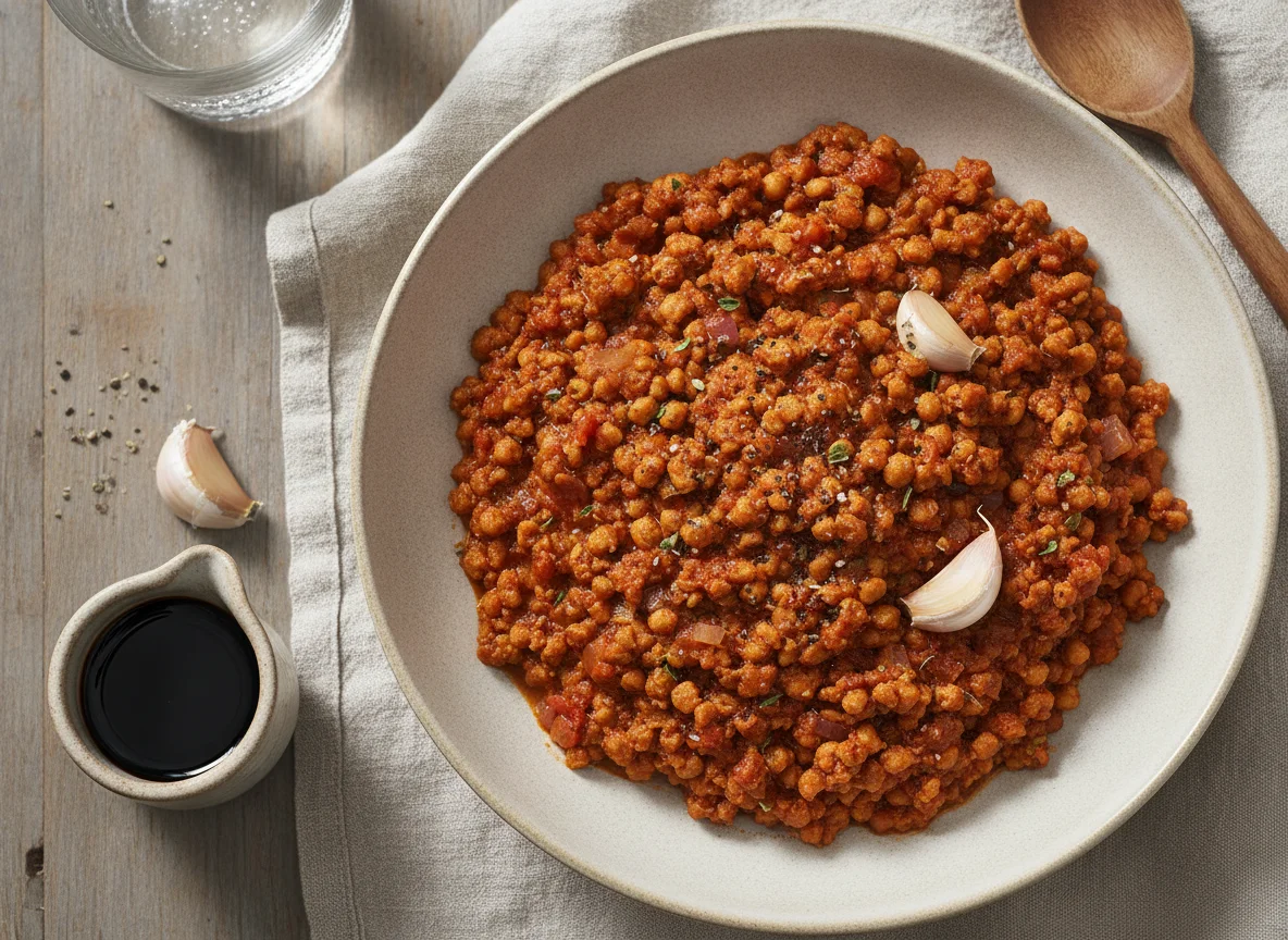Vegane Bolognese mit Sojagranulat photo