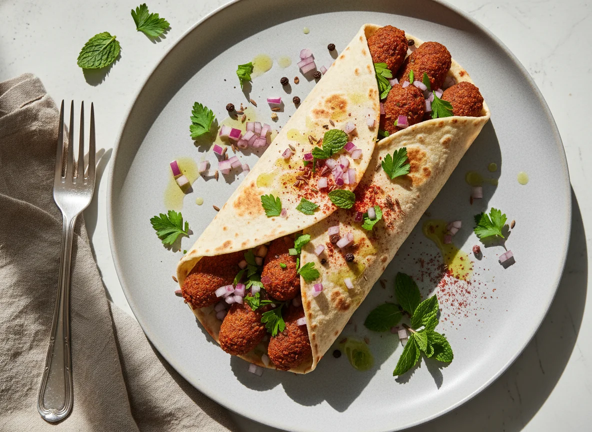 Veganer Bulgur Formling Dürüm photo
