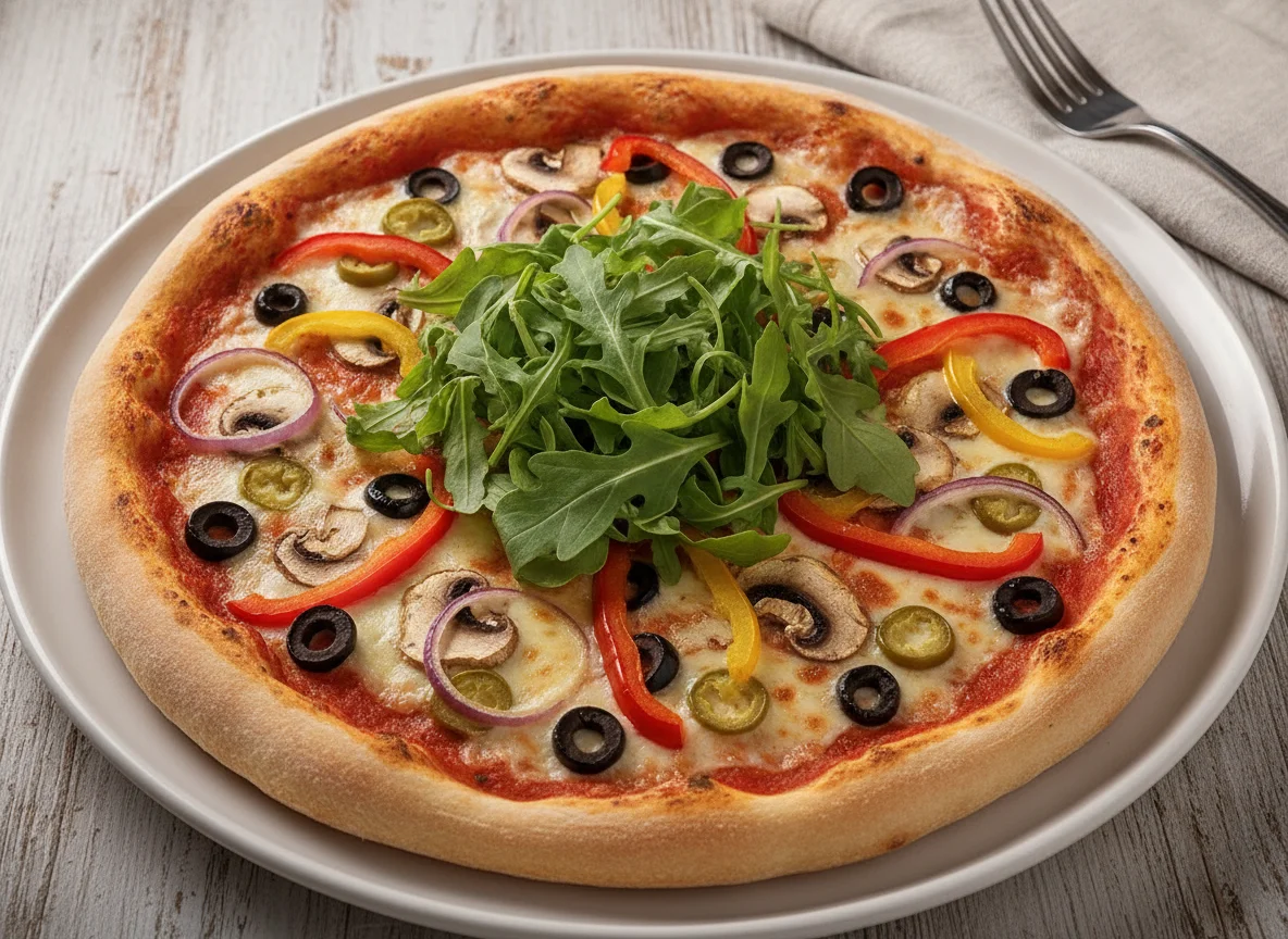 Vegetarische Pizza mit Rucola photo