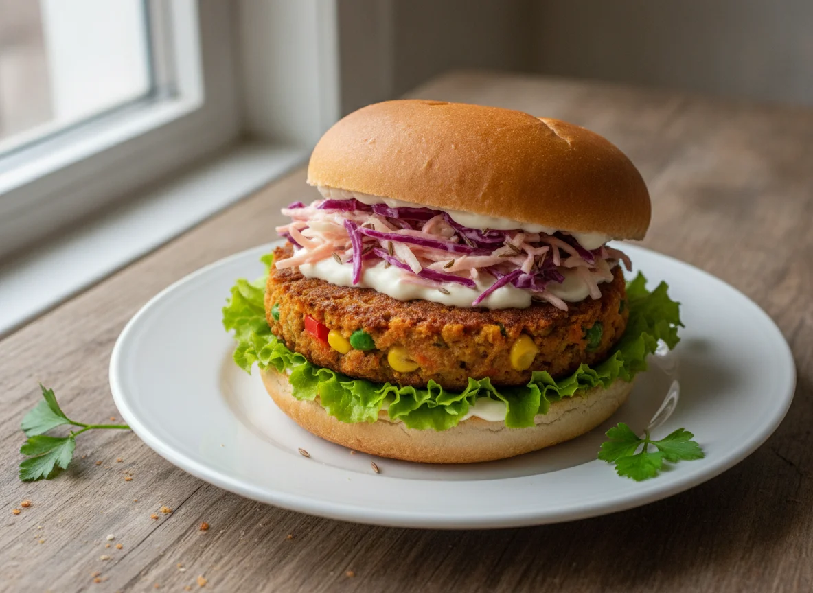 Vegetarischer Burger im Brötchen photo