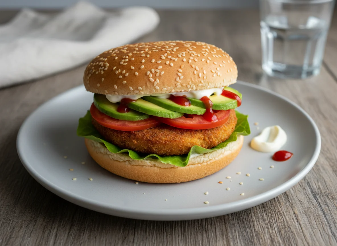 Vegetarischer Burger mit Avocado photo