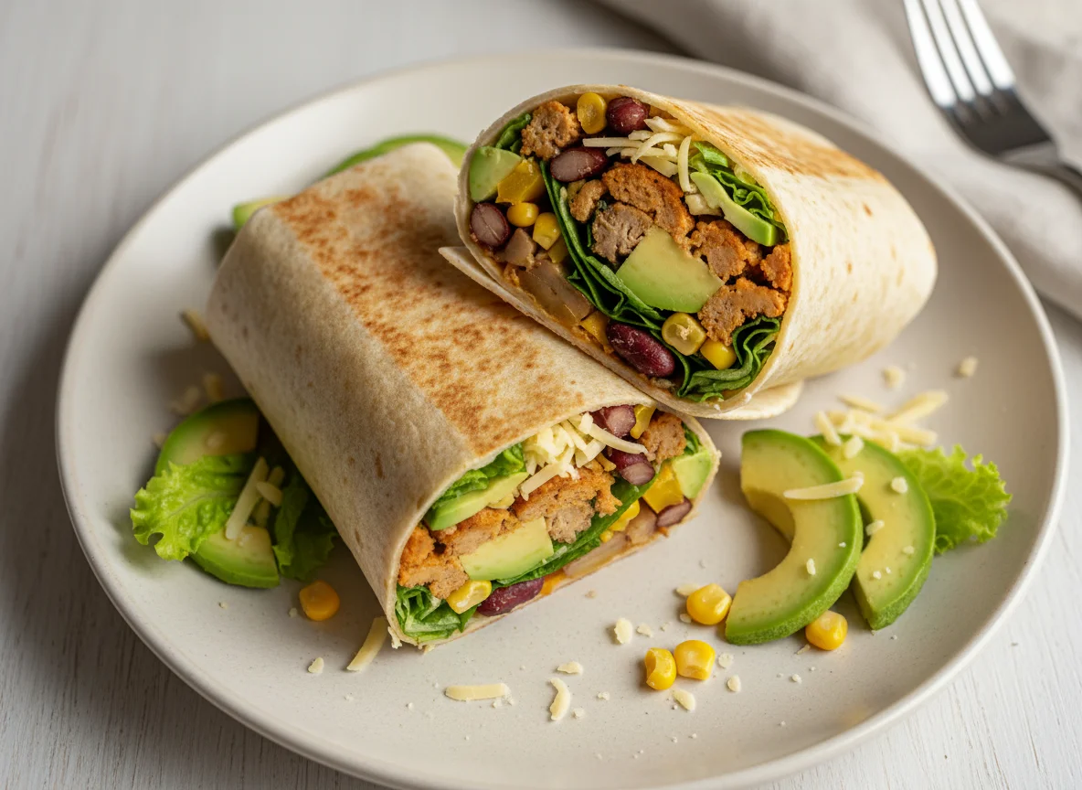 Vegetarischer Burrito mit Avocado und Käse photo