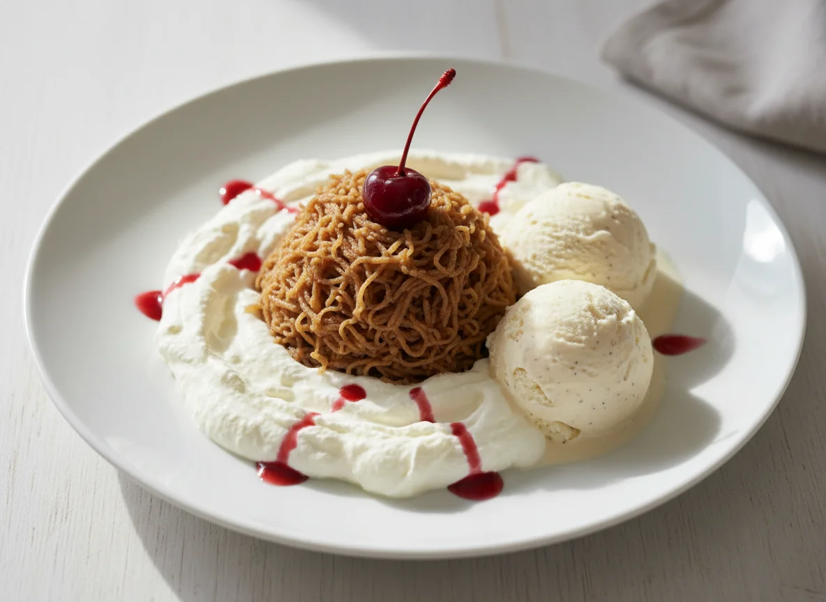 Vermicelles mit Rahm und Vanilleeis photo