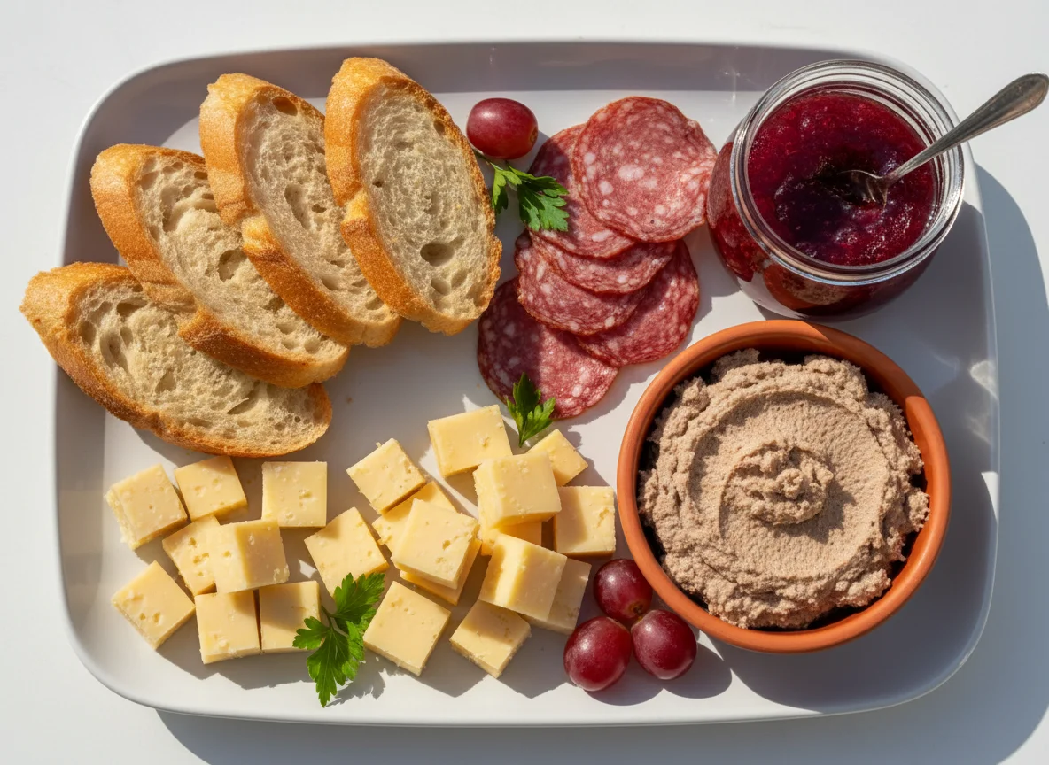 Verschiedene Brotaufstriche und Käse photo