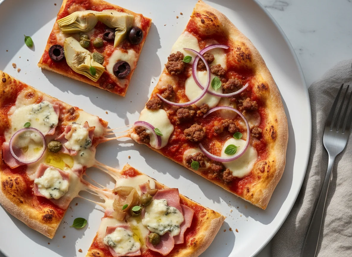 Verschiedene Pizzastücke photo