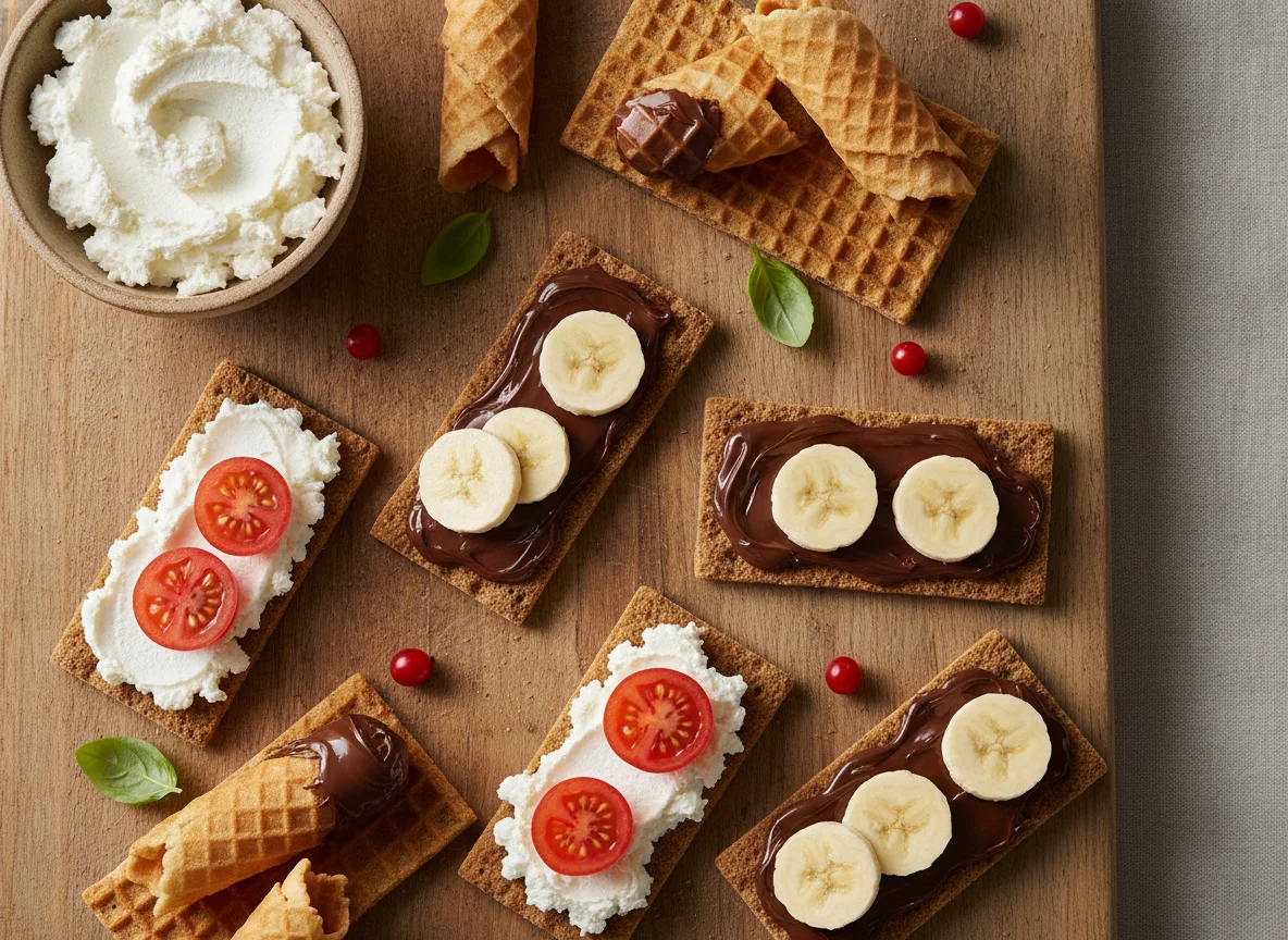 Verschiedene Snacks auf Holzbrett photo
