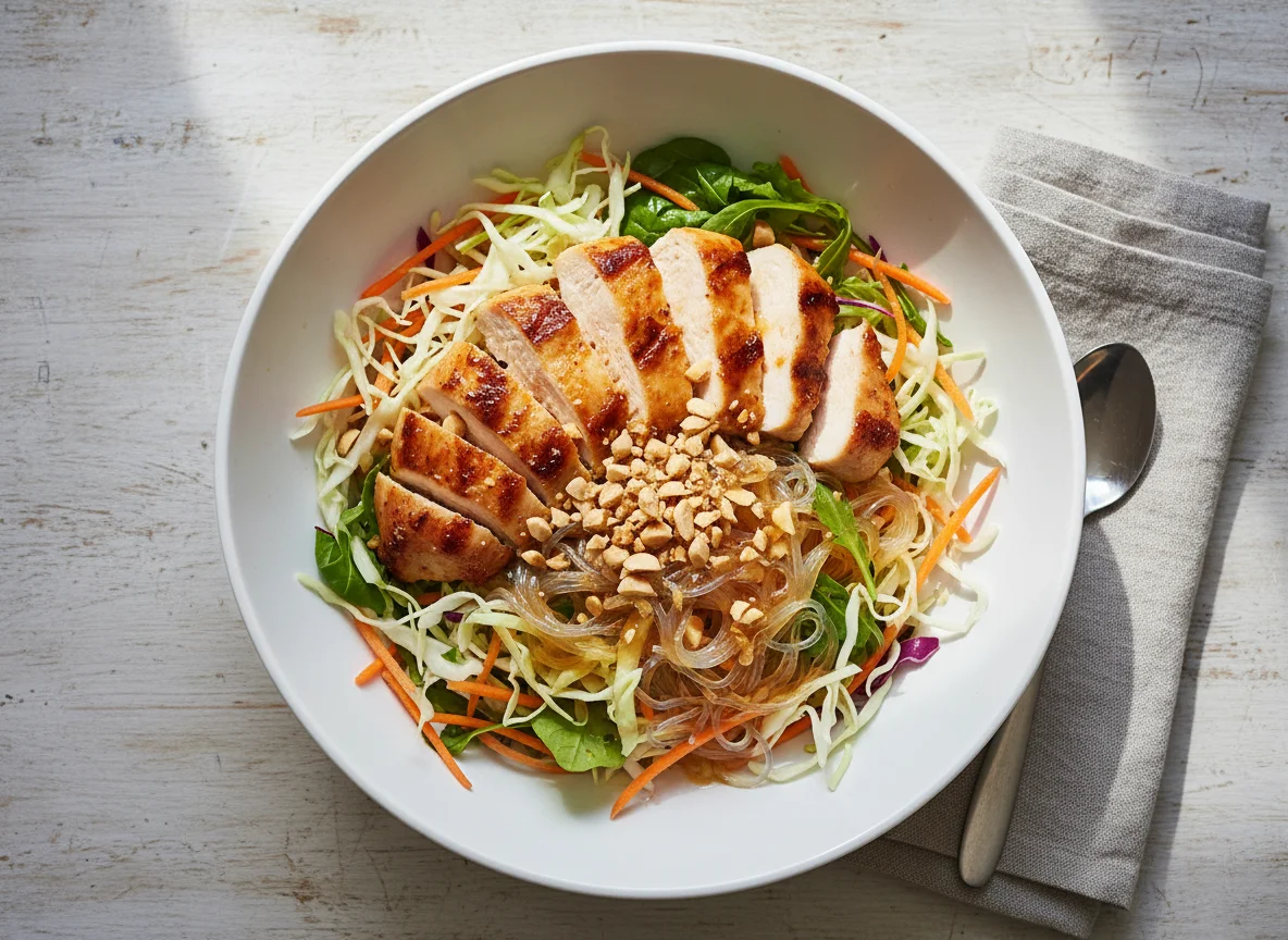Vietnamesische Nudelschale mit Huhn photo