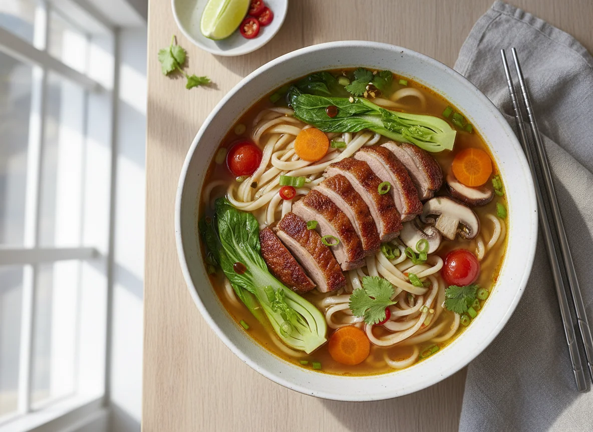 Vietnamesische Nudelsuppe mit Ente photo