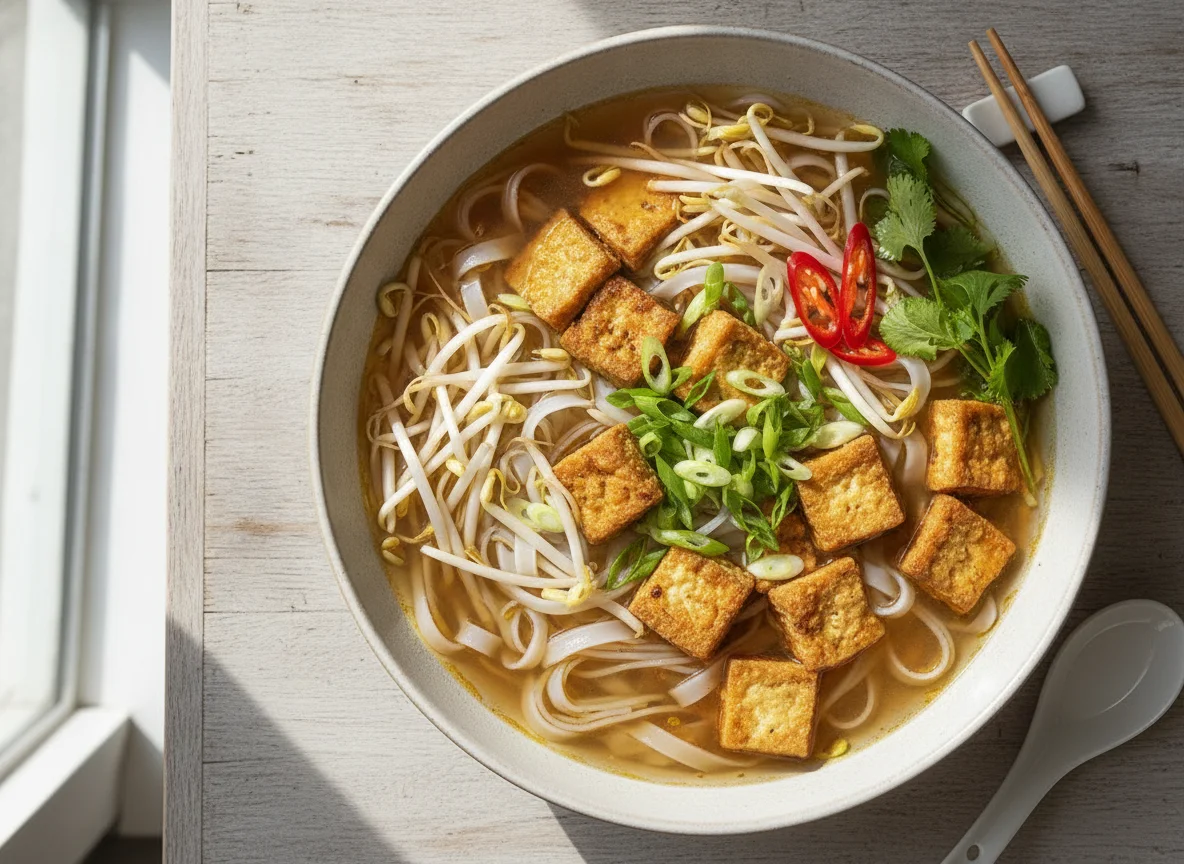 Vietnamesische Pho mit Tofu photo