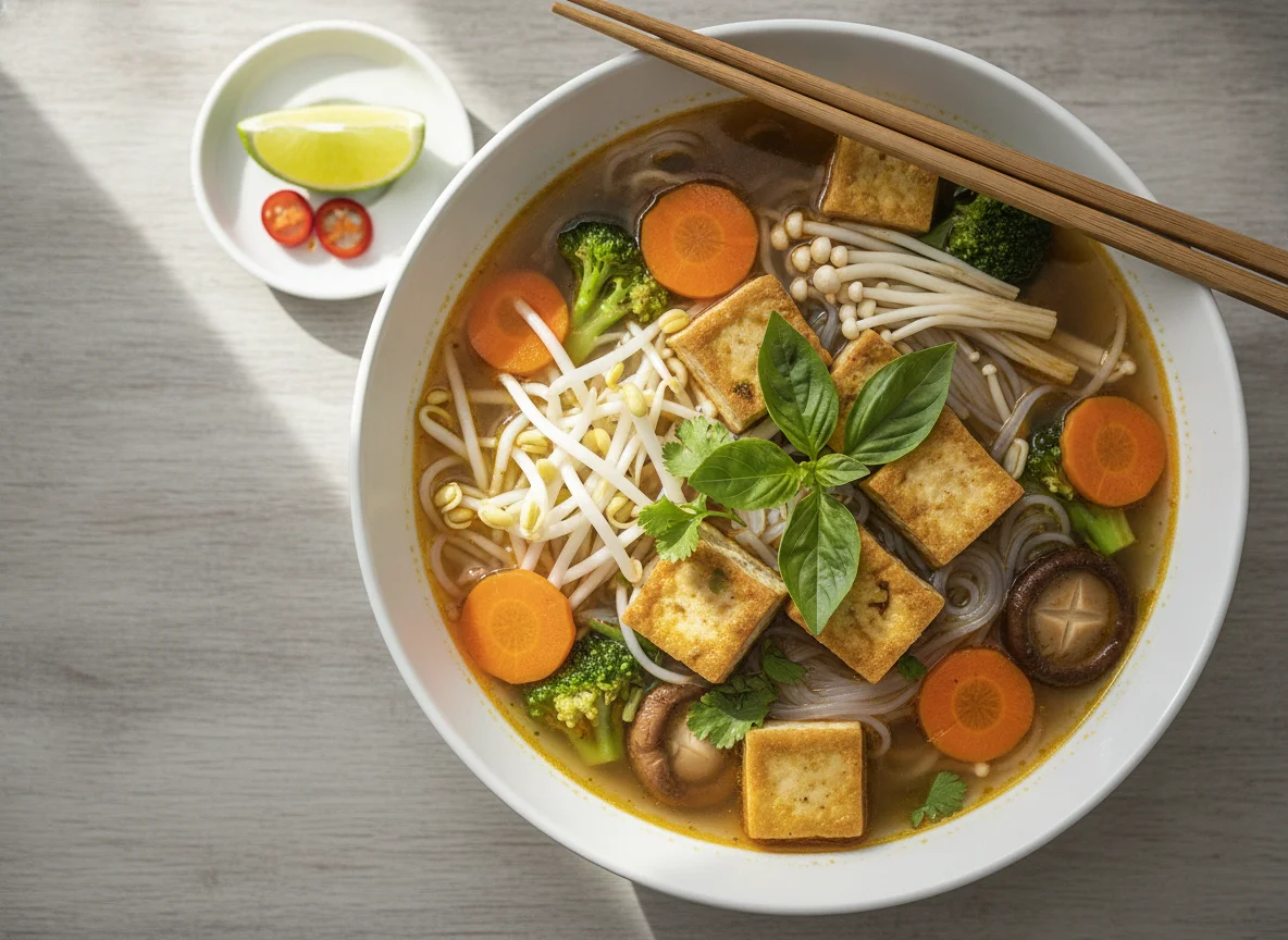Vietnamesische Pho mit Tofu und Gemüse photo