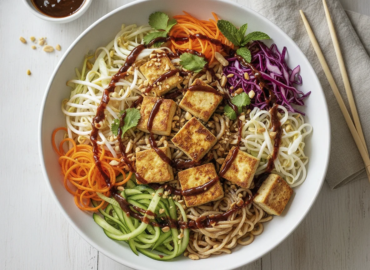 Vietnamesische Reisnudelschale mit Tofu photo