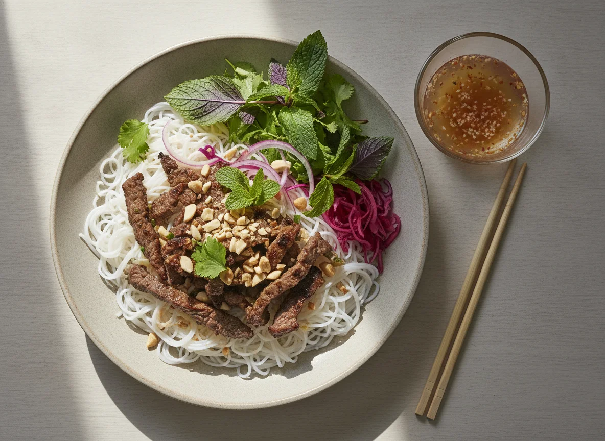 Vietnamesischer Bun Bo Salat photo
