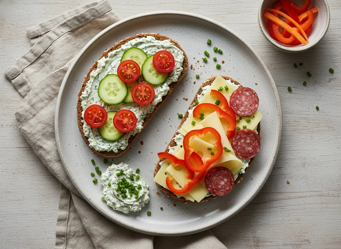 Vital fit Brot mit Käse und Gemüse photo
