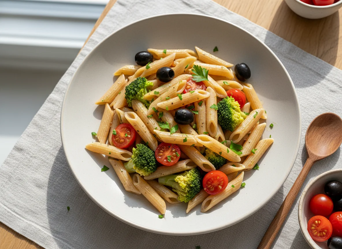 Vollkorn Penne mit Gemüse photo