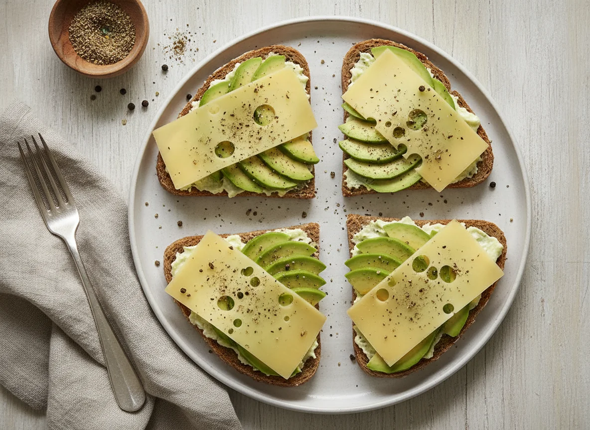 Vollkornbrot mit Avocado und Käse photo
