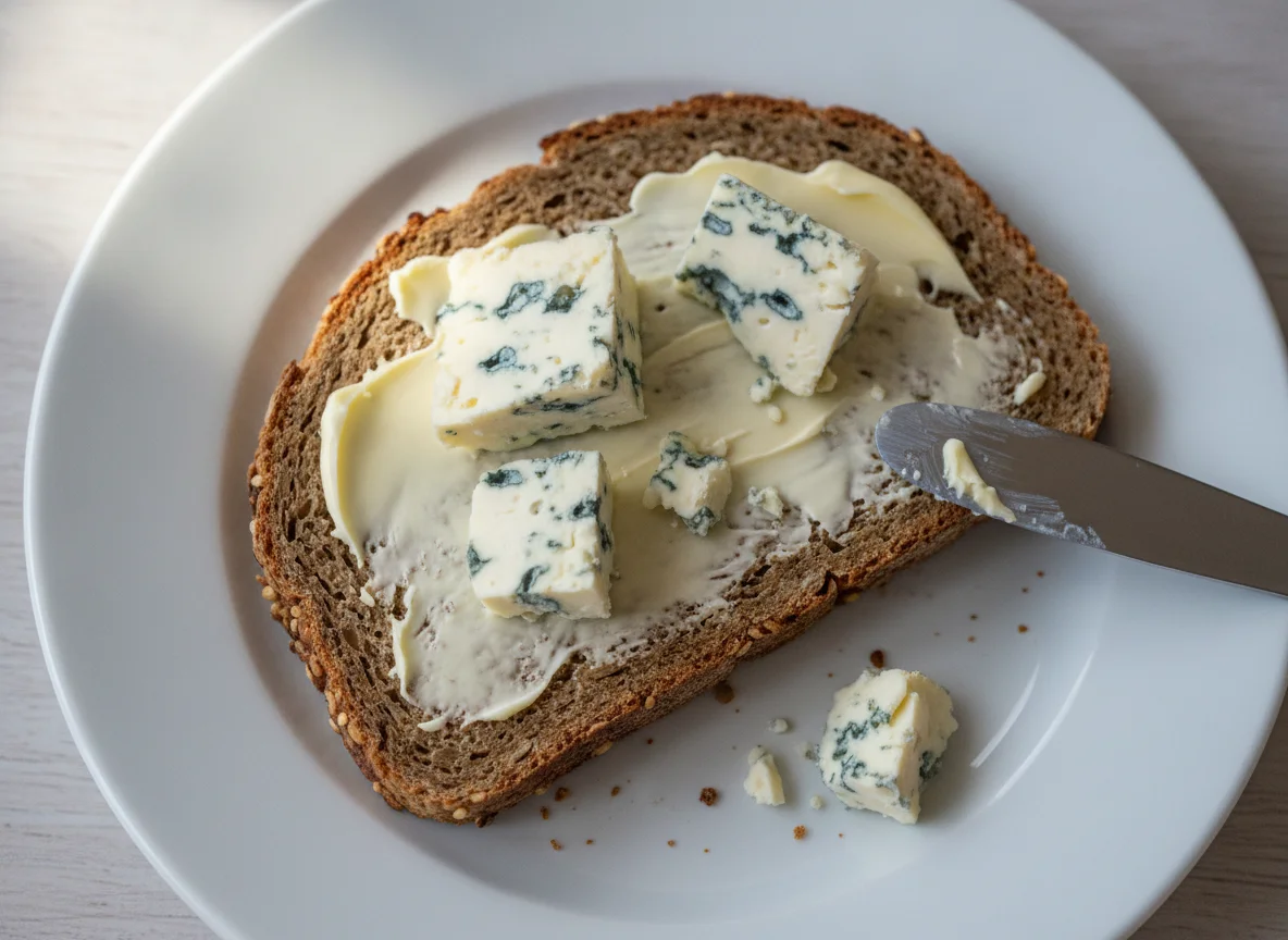 Vollkornbrot mit Blauschimmelkäse photo
