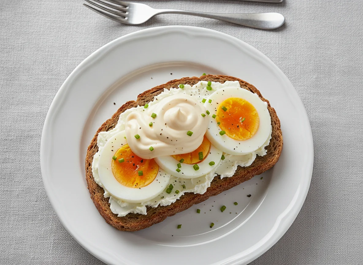 Vollkornbrot mit Ei und Mayonnaise photo