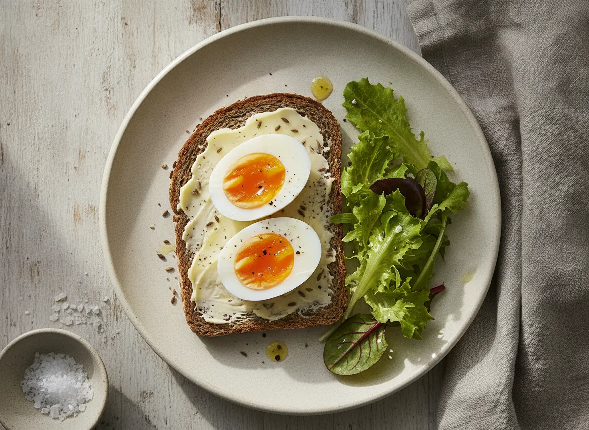 Vollkornbrot mit Ei und Salat photo
