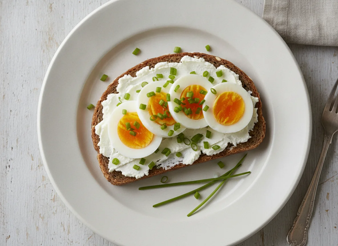 Vollkornbrot mit Ei und Schnittlauch photo