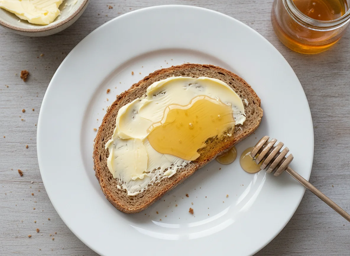 Vollkornbrot mit Honig und Butter photo