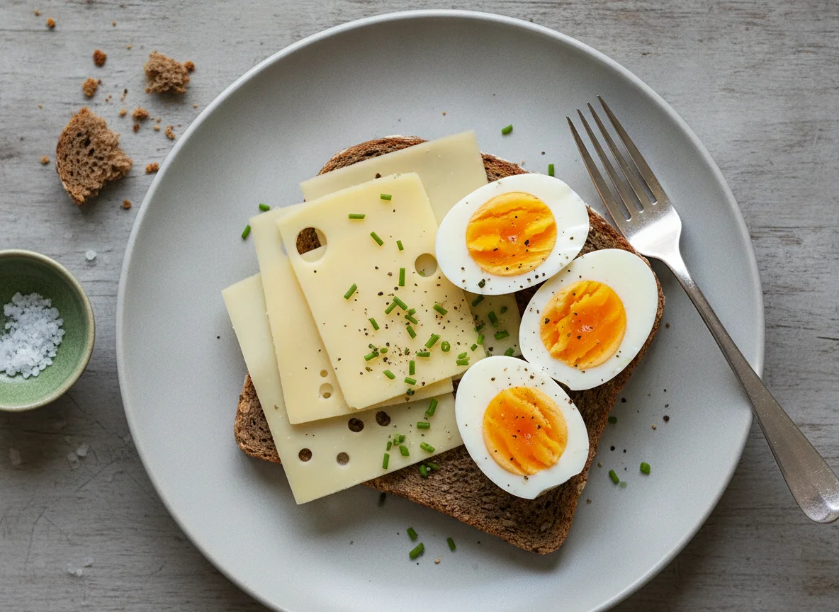 Vollkornbrot mit Käse und Ei photo