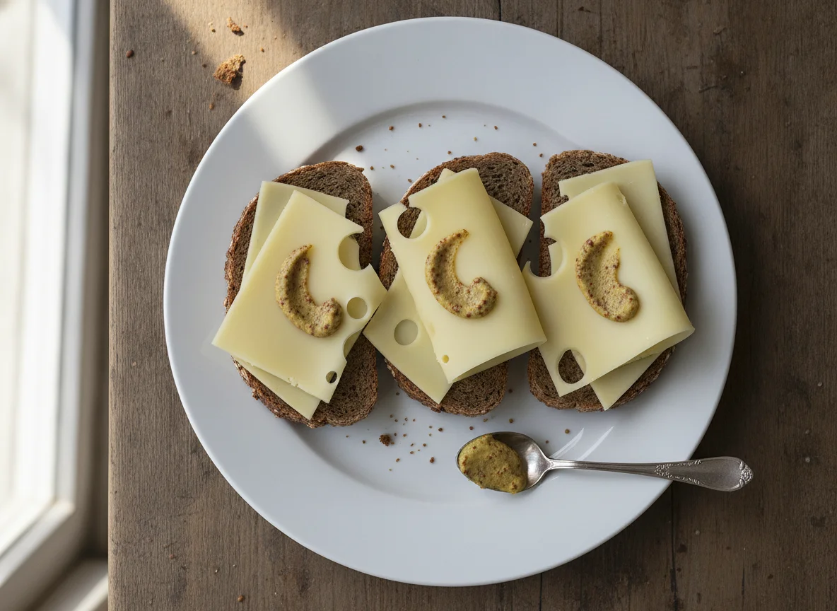 Vollkornbrot mit Käse und Senf photo
