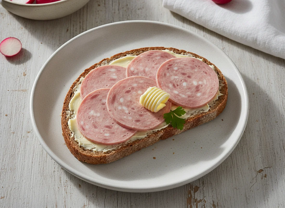 Vollkornbrot mit Lyoner photo