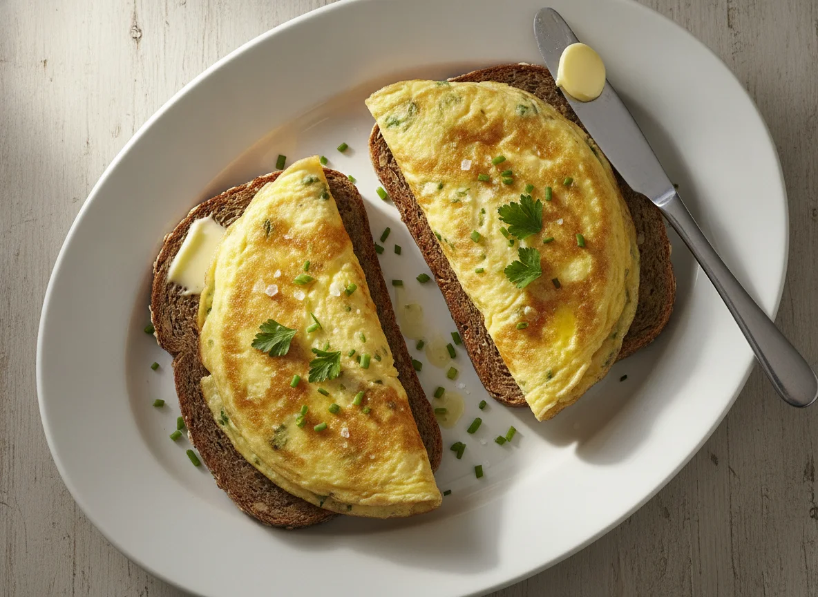 Vollkornbrot mit Omelett photo