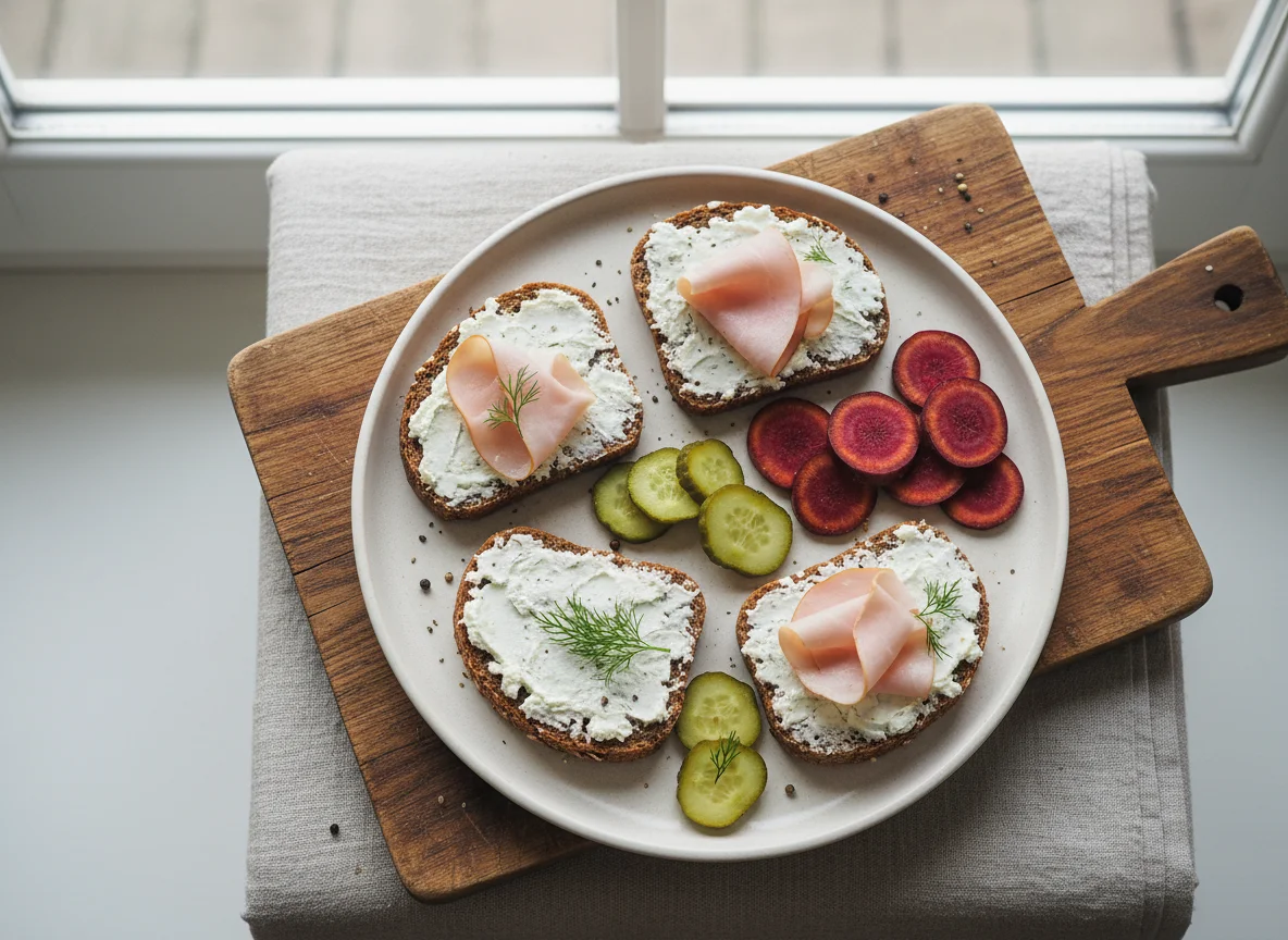 Vollkornbrot mit Schinken und Gemüse photo