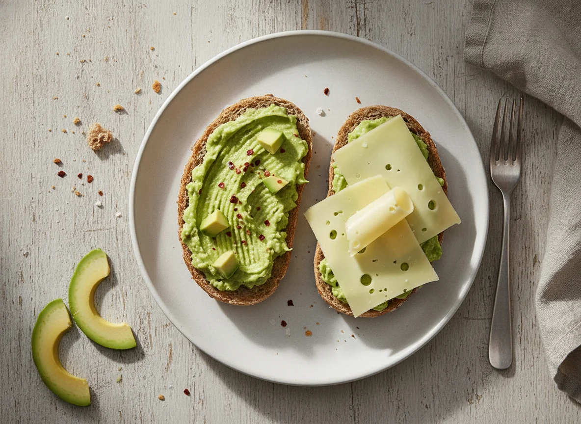 Vollkornbrötchen mit Avocado und Käse photo
