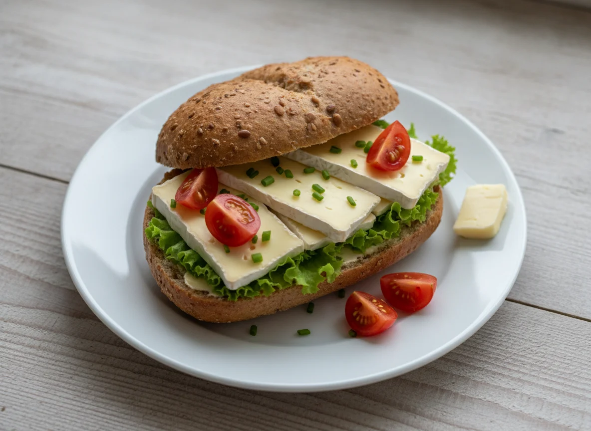 Vollkornbrötchen mit Camembert photo