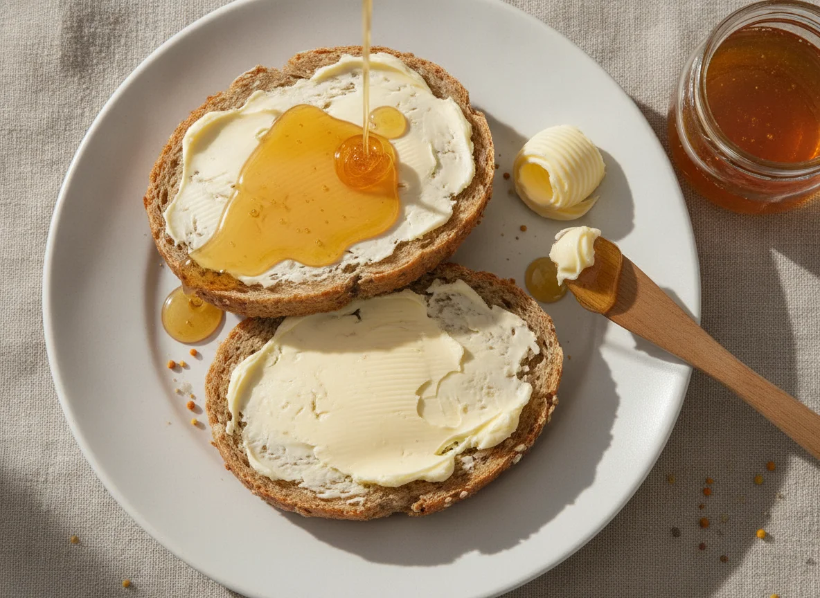 Vollkornbrötchen mit Honig photo