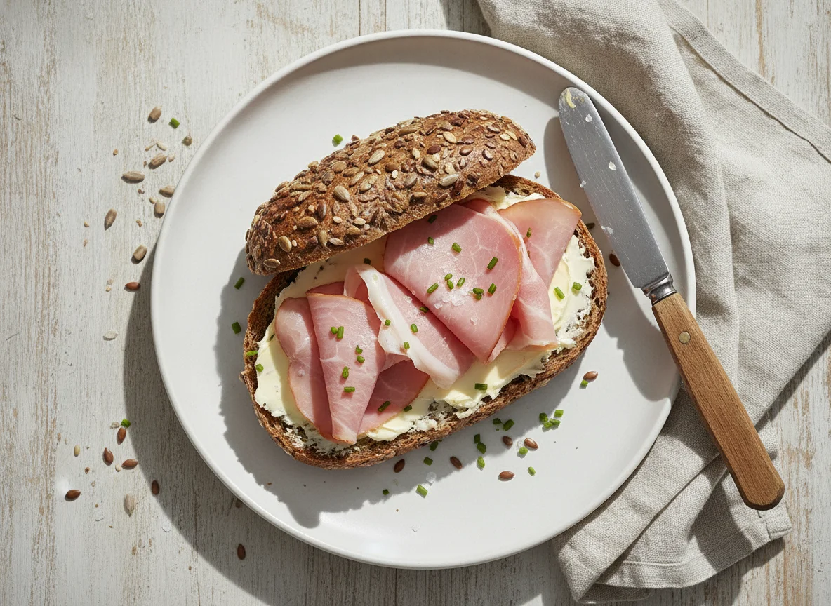 Vollkornbrötchen mit Schinken photo
