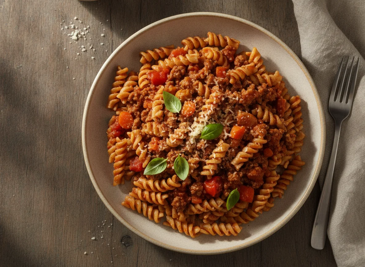 Vollkornnudeln mit Bolognese-Sauce photo