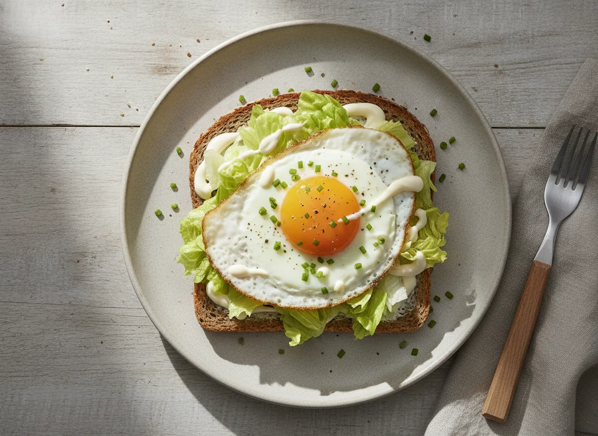 Vollkorn-Sandwich mit Ei und Salat photo
