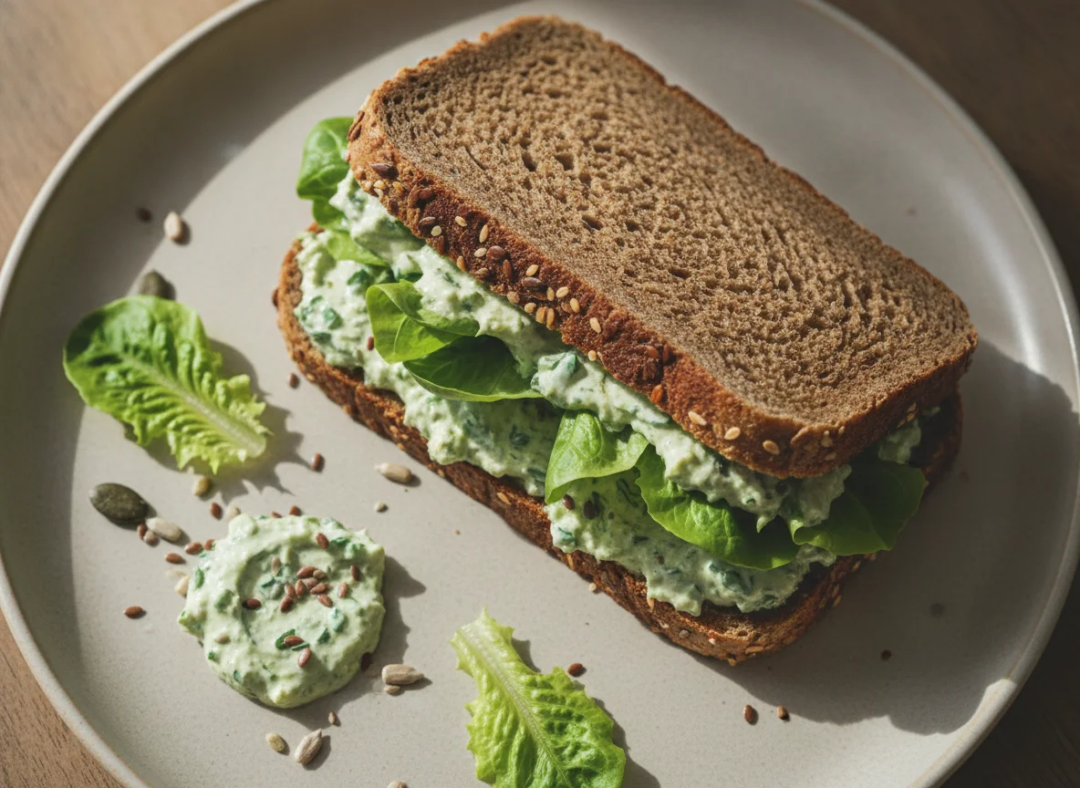 Vollkorn-Sandwich mit Salat photo