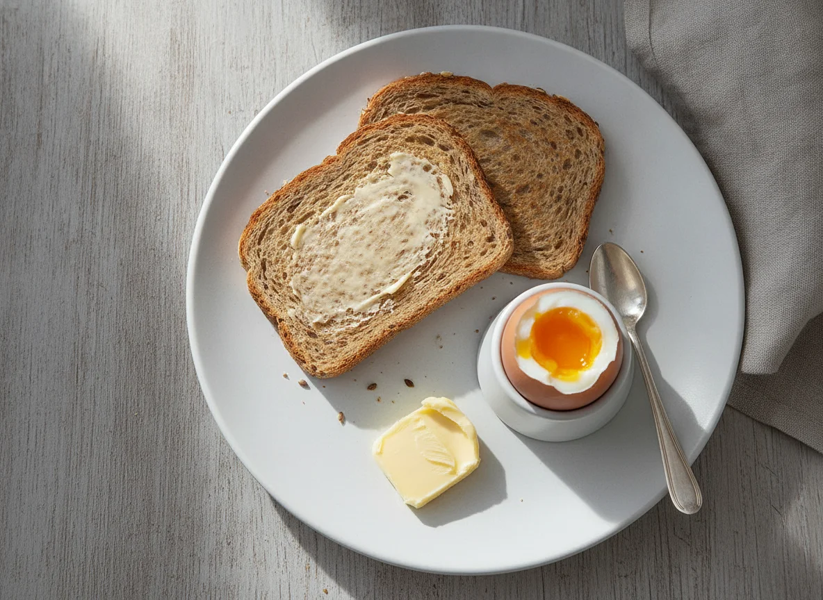 Vollkorntoast mit gekochtem Ei photo