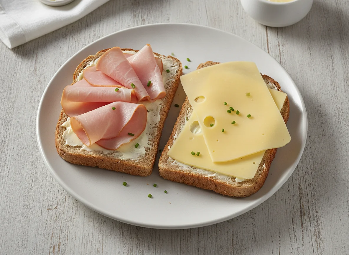 Vollkorntoast mit Schinken und Käse photo