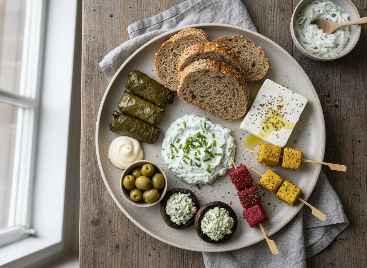Vorspeisenteller mit Brot photo