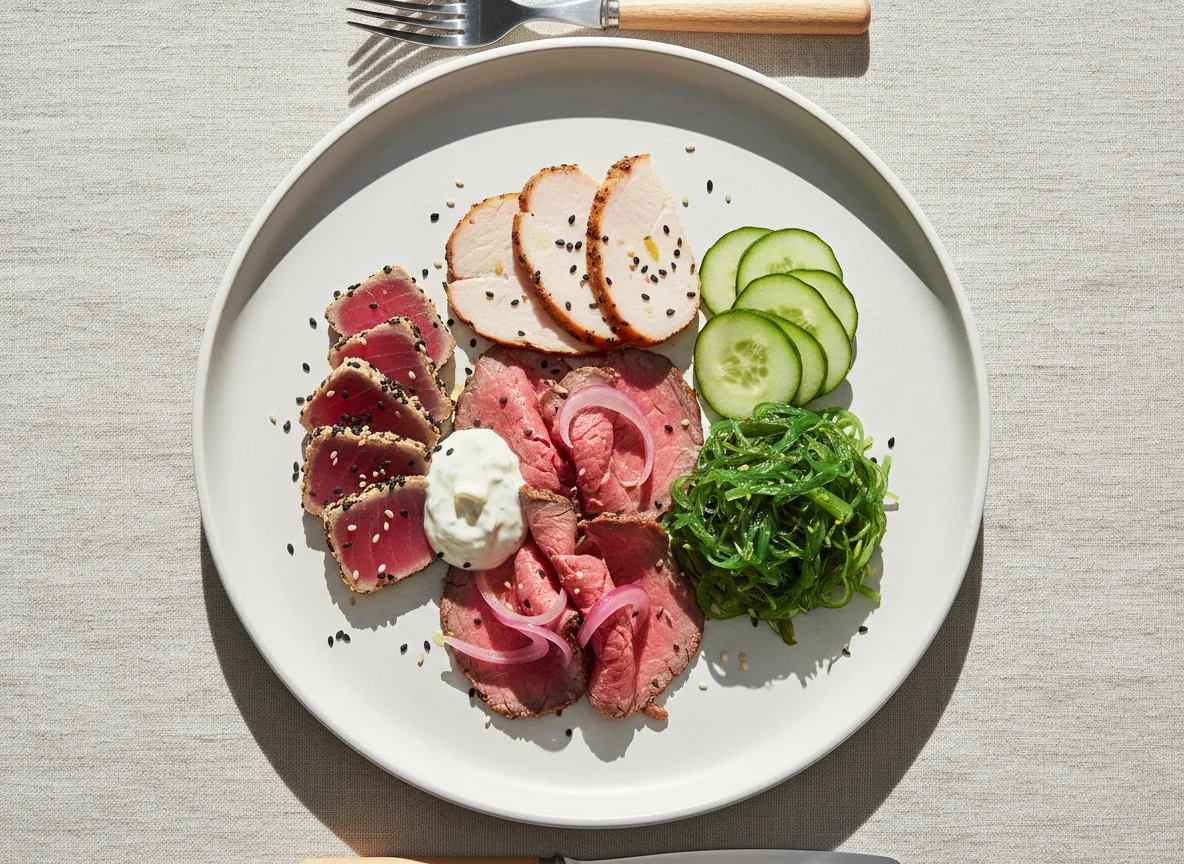 Vorspeisenteller mit Roastbeef und Putenbrust photo