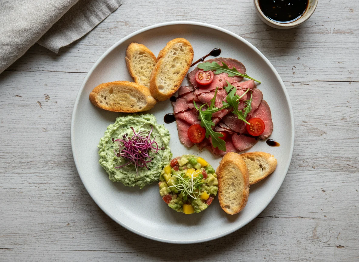 Vorspeisenteller mit verschiedenen Komponenten photo