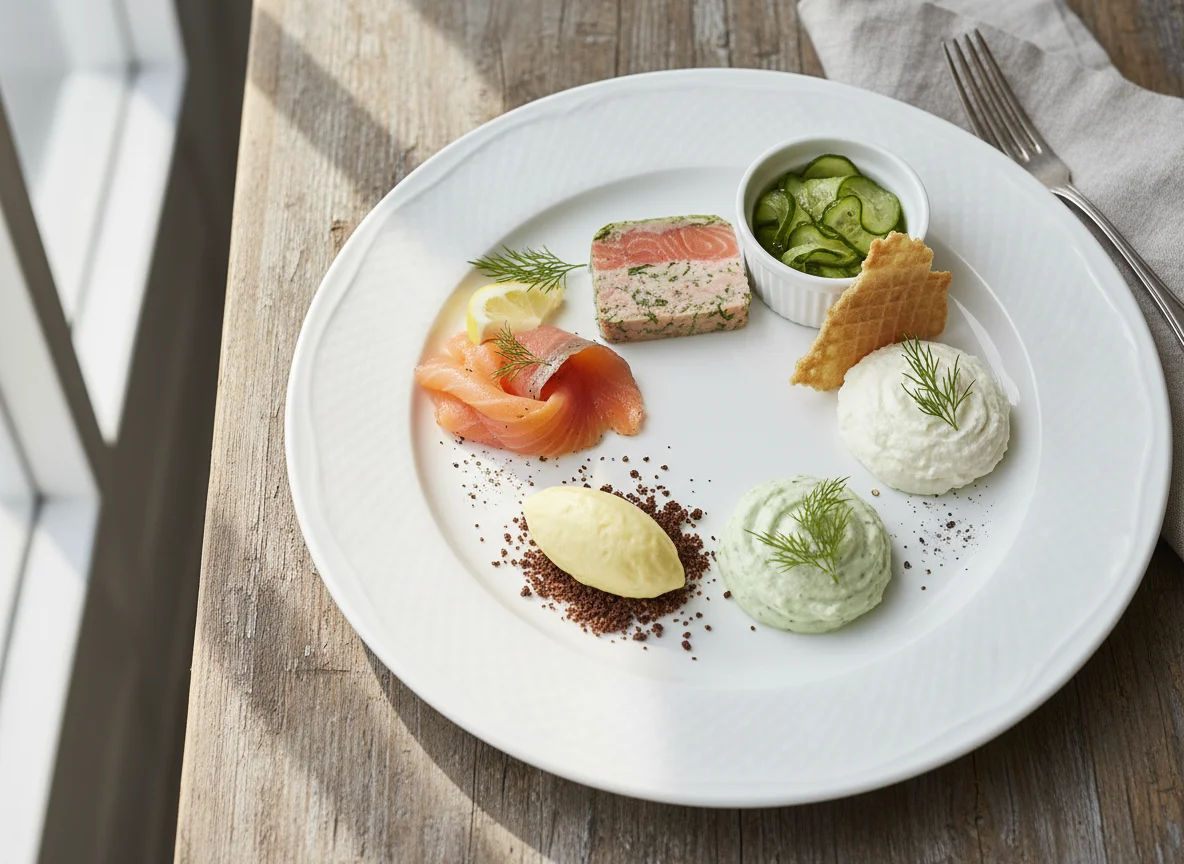 Vorspeisenvariation mit Lachs und Terrine photo