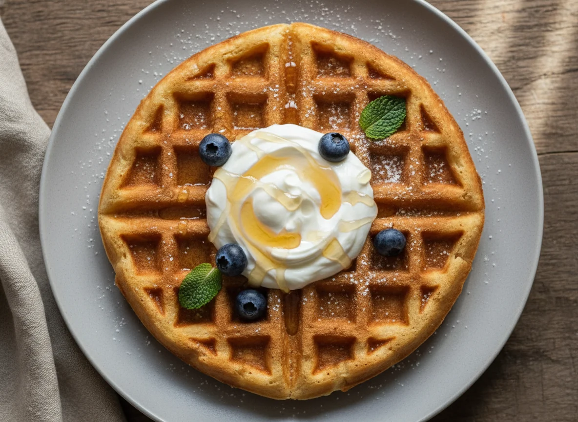 Waffel mit Joghurt und Honig photo