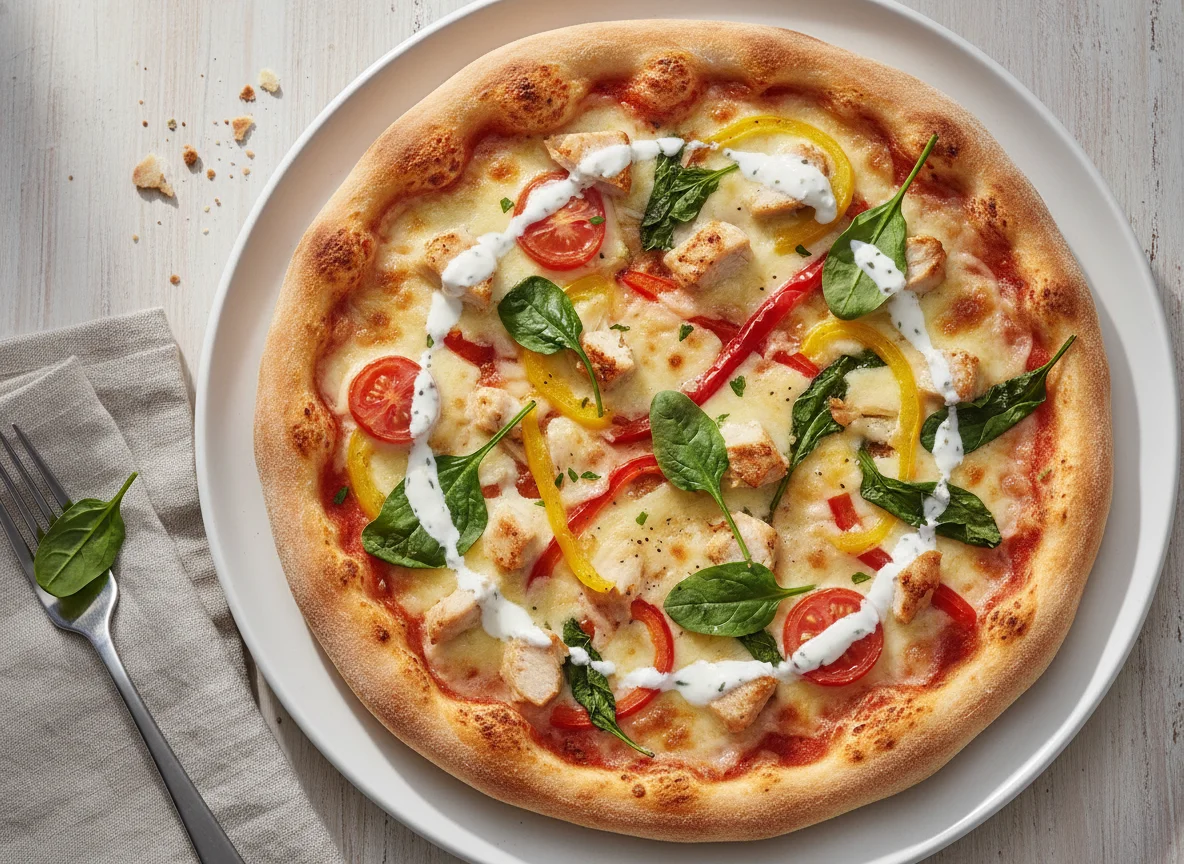Wagner Die Backfrische Hähnchen mit Spinat & Frischkäse-Creme Pizza photo