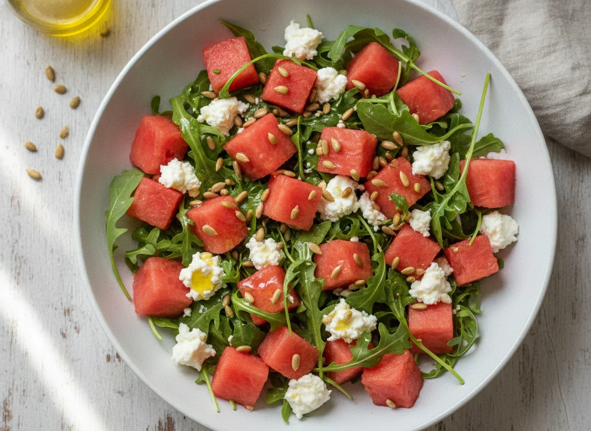 Wassermelonen-Feta-Salat mit Rucola photo