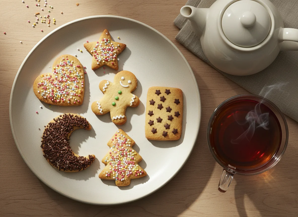 Weihnachtsplätzchen und Tee photo